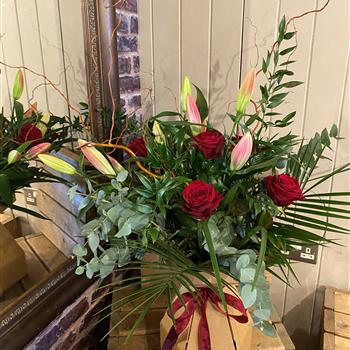 A Rose and Lily Hand tied bouquet